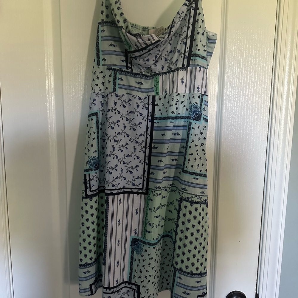 LOFT Patchwork Patterned Dress 14 TALL